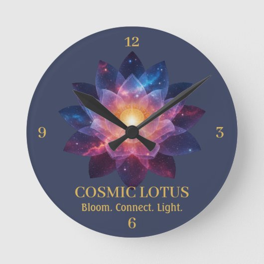 Cosmic Lotus Flower - Galaxy Bloom Energy Ronde Klok (Voorkant)