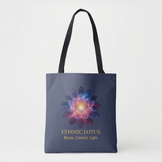 Cosmic Lotus Flower | Galaxy Bloom Energy Tote Bag (Voorkant)