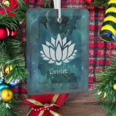 Cosmic Lotus Flower in Blauwgroen universum Glas Ornament