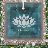 Cosmic Lotus Flower in Blauwgroen universum Glas Ornament