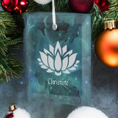 Cosmic Lotus Flower in Blauwgroen universum Glas Ornament