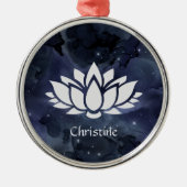 Cosmic Lotus Flower in Dark Starry Sky Metalen Ornament (Voorkant)