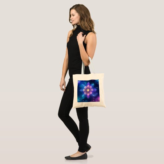 Cosmic Lotus Glow Canvas tas (Voorkant (model))