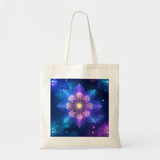 Cosmic Lotus Glow Canvas tas (Voorkant)