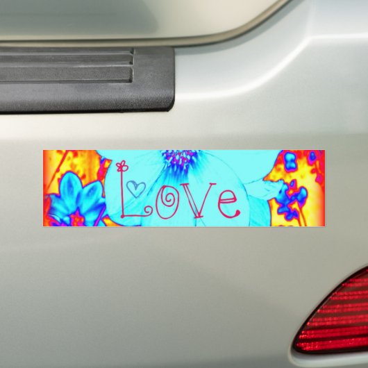 Cosmic Love Psychedelic Flower Bumpersticker (Op auto)