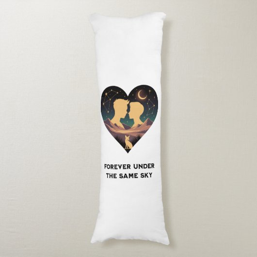 Cosmic Love Story Heart with Lovers and Fox Art Lichaamskussen (Voorkant Verticaal)