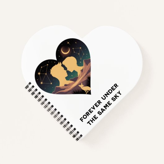 Cosmic Love Story Heart with Lovers and Fox Art Notitieboek (Voorkant)