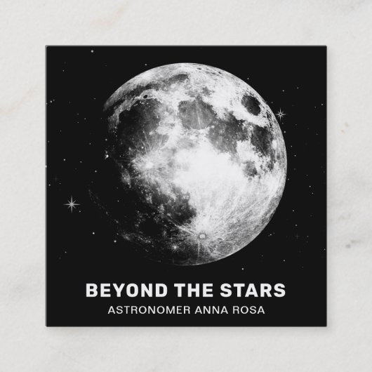 *~* Cosmic Luna Stars Full MOON Lunar Astronomie Vierkante Visitekaartje (Voorkant)