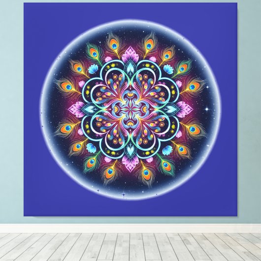 Cosmic Mandala Canvas Wall Art (Insitu (Houten vloer))