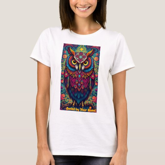 Cosmic Mandala Owl T-shirt (Voorkant)