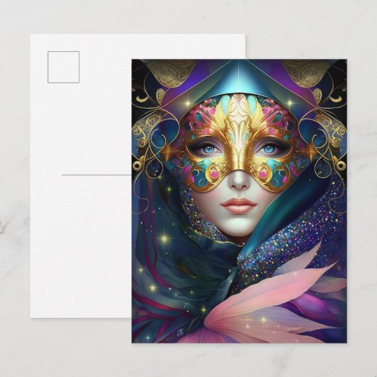 Cosmic Mask Goddess Queen Fantasy Art Briefkaart (Voorkant / Achterkant)