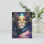 Cosmic Mask Goddess Queen Fantasy Art Briefkaart (Staand voorkant)