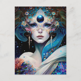 Cosmic Mask Goddess Queen Fantasy Art Briefkaart