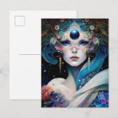 Cosmic Mask Goddess Queen Fantasy Art Briefkaart (Voorkant / Achterkant)