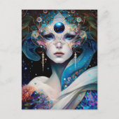 Cosmic Mask Goddess Queen Fantasy Art Briefkaart (Voorkant)