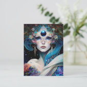 Cosmic Mask Goddess Queen Fantasy Art Briefkaart (Staand voorkant)