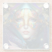 Cosmic Mask Goddess Queen Fantasy Art Glazen Onderzetter (Achterkant)