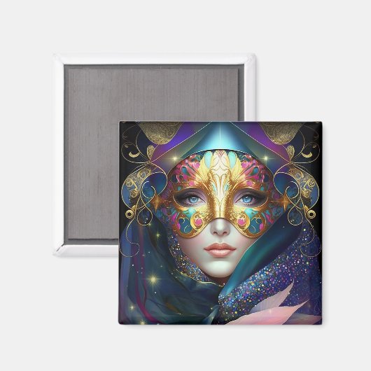 Cosmic Mask Goddess Queen Fantasy Art Magnet (Voorkant / Achterkant)