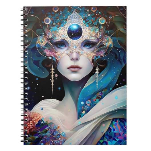 Cosmic Mask Goddess Queen Fantasy Art Notitieboek (Voorkant)