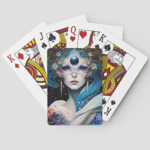 Cosmic Mask Goddess Queen Fantasy Art Pokerkaarten