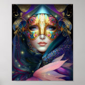 Cosmic Mask Goddess Queen Fantasy Art Poster (Voorkant)