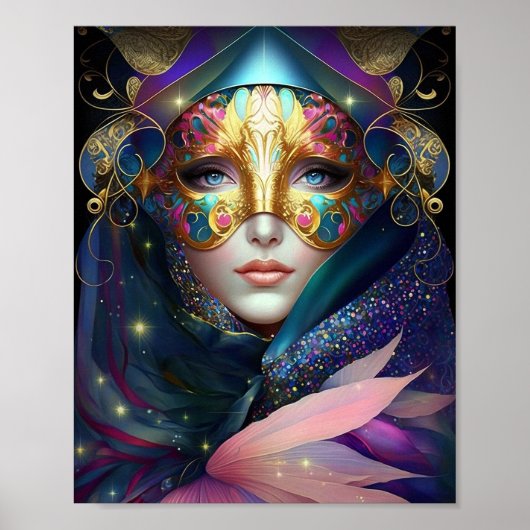 Cosmic Mask Goddess Queen Fantasy Art Poster (Voorkant)