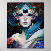 Cosmic Mask Goddess Queen Fantasy Art Poster (Voorkant)