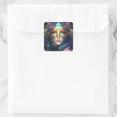 Cosmic Mask Goddess Queen Fantasy Art Square Sti Vierkante Sticker (Tas)