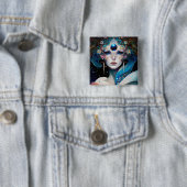 Cosmic Mask Goddess Queen Fantasy Art Vierkante Button 5,1 Cm (In situ)