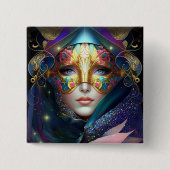 Cosmic Maskess Queen Fantasy Art Button (Voorkant)