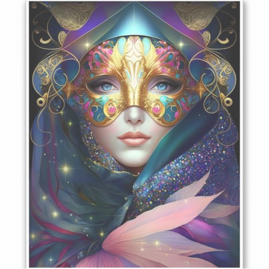 Cosmic Maskess Queen Fantasy Art Sticker (Voorkant)