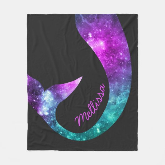 Cosmic Mermaid Custom Name Roze Fleece Deken (Voorkant)