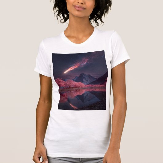 Cosmic Meteor Mountain T-Shirt – Surrealistische n (Voorkant)