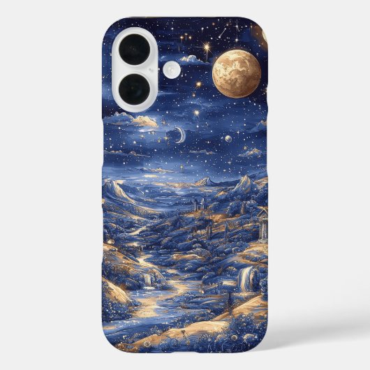 Cosmic Midnight Blue Mythical Fantasy Illustratie Case-Mate iPhone Case (Achterkant)