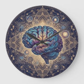 Cosmic Mind Mandala – Abstract Brain Art Grote Klok (Voorkant)