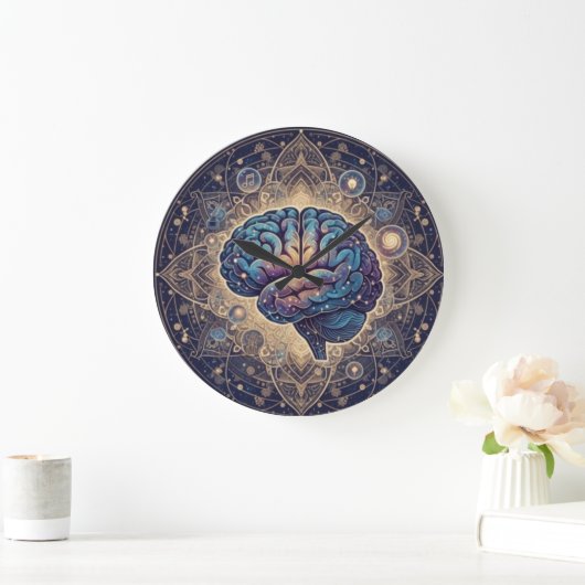 Cosmic Mind Mandala – Abstract Brain Art Grote Klok (Huis)