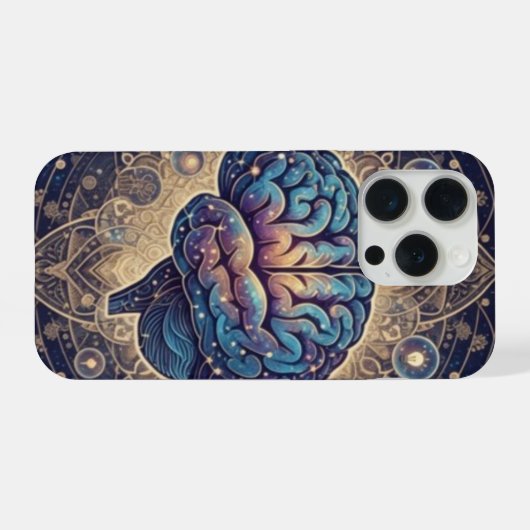 Cosmic Mind Mandala – Abstract Brain Art iPhone Hoesje (Achterkant horizontaal)
