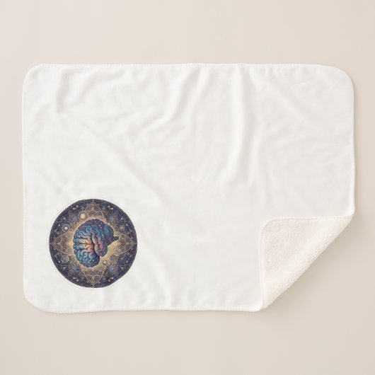 Cosmic Mind Mandala – Abstract Brain Art Sherpa Deken (Voorkant (horizontaal))