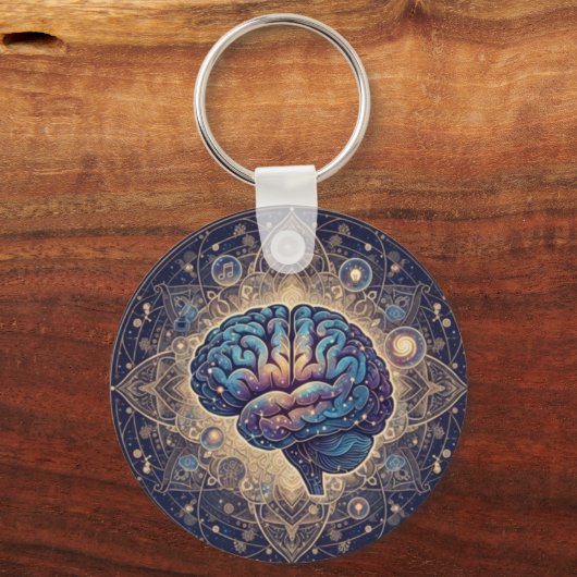 Cosmic Mind Mandala – Abstract Brain Art Sleutelhanger (Achterkant)