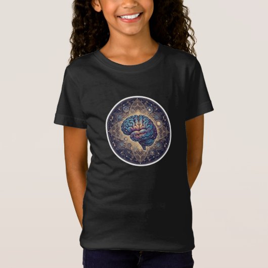 Cosmic Mind Mandala – Abstract Brain Art T-shirt (Voorkant)
