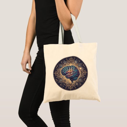 Cosmic Mind Mandala – Abstract Brain Art Tote Bag (Voorkant (product))