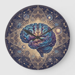 Cosmic Mind Mandala – Abstracte Hersenkunst Grote Klok