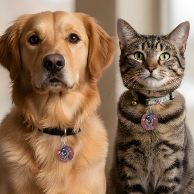 Cosmic Monkey Mayhem Pet Tag Huisdierpenning (Creator heeft geüpload)