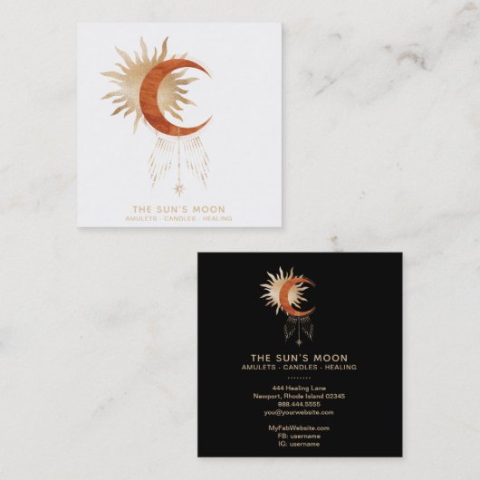 *~* Cosmic Moon Beams Sun Rays Universe Vierkante Visitekaartje (Voorkant / Achterkant)