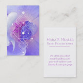 *~* Cosmic Moon Blue Roos Sacred Geometry Visitekaartje (Voorkant / Achterkant)