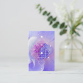 *~* Cosmic Moon Blue Roos Sacred Geometry Visitekaartje (Staand voorkant)