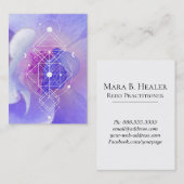 *~* Cosmic Moon Blue Roos Sacred Geometry Visitekaartje (Voorkant / Achterkant)