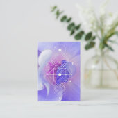 *~* Cosmic Moon Blue Roos Sacred Geometry Visitekaartje (Staand voorkant)