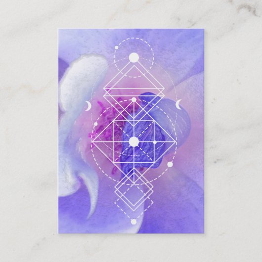 *~* Cosmic Moon Blue Roos Sacred Geometry Visitekaartje (Voorkant)