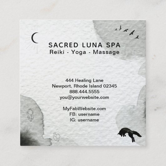 *~* Cosmic Moon Fox Leaping Lunar Pine Trees Vierkante Visitekaartje (Achterkant)